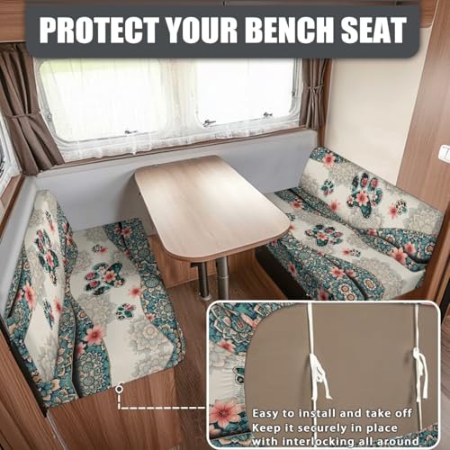 SEANATIVE RV Dinette Cushion Covers Couch Cushion Slipcovers Stretch Camper Cushions Cover Replacement Sofa Slipover for Travel Trailer Boho Dogs Paw Couch Backrest Cover & Bench Cover - color: Boho Dogs Paw