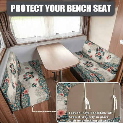 SEANATIVE RV Dinette Cushion Covers Couch Cushion Slipcovers Stretch Camper Cushions Cover Replacement Sofa Slipover for Travel Trailer Boho Dogs Paw Couch Backrest Cover & Bench Cover - color: Boho Dogs Paw