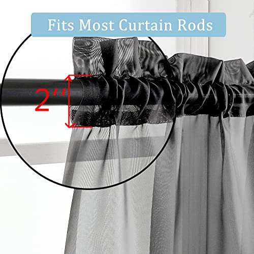 OWENIE Black Sheer Curtains, Sheer Curtains 63 inch Length 2 Panels Set, Rod Pocket Voile Fimly Sheer Drapes for Living Room/Bedroom, 2pcs, Each 42" W x 63" L, Black - color: Black, size: 42"W x 63"L (Pack of 2)
