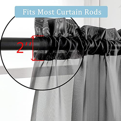 OWENIE Black Sheer Curtains, Sheer Curtains 63 inch Length 2 Panels Set, Rod Pocket Voile Fimly Sheer Drapes for Living Room/Bedroom, 2pcs, Each 42" W x 63" L, Black - color: Black, size: 42"W x 63"L (Pack of 2)