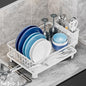 Dish Drying Rack, Stainless Steel-Dish Rack, Dish Racks for Kitchen Counter, Kitchen Dish Drainers with Removable Utensil Holder,New drain outlet,Plate Rack and Drainboard,(White-11" W x 15" L) - color: White