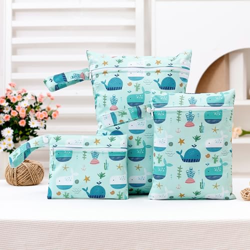 Happy Flute 3 Set Wet Bag Storage Bag Zipper Waterproof Washable | Travel Bags, Beach, Pool, Gym Bag for Cloth Diaper, Swimsuits & Wet Clothes (EF696) - color: EF696