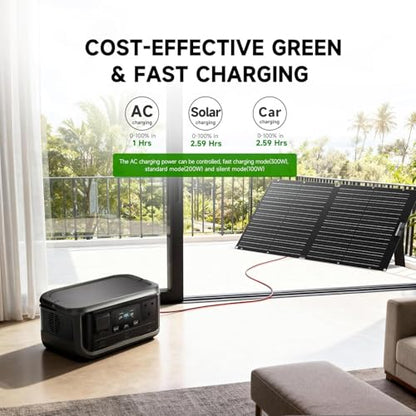 ALLPOWERS VOLIX P300 Portable Power Station with Solar Panel SF100 Included, 256Wh LiFePO4 Battery, UPS<20ms, 300W Solar Generator (600W Peak) with 100W Solar Panel for Home, Emergencies & Outdoor Use - style: VOLIX P300+SF100-US