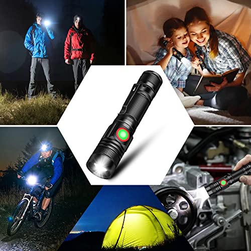 DARKBEAM LED Flashlights Rechargeable USB 2000 High Lumens, Small and Bright Pocket Flashlight, Zoomable Water Resistant Handheld Flash Light for Camping, Outdoor, Emergency with Battery, 2 Pack - color: A300 White Light - 2 PACK