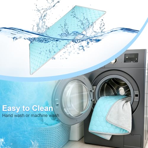 Vivifying Cooling Mat for Dogs, 40 x 30 Inch Waterproof Reversible Pet Cooling Pad with Ice Silk & Soft Velvet, Washable Summer & Winter Pet Blanket for Couch, Bed, Crate, Floor, Car Seat (Blue&Grey) - size: X-Large