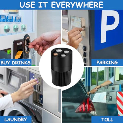 Coin Holder for Car, Large Capacity Universal Car Portable Coin Organizer, Fits Most Vehicles & Trucks Cup Holders, Change Dispenser Storage for Quarters, Pennies, Dimes, Nickels (Four Coin) - size: Four Coin