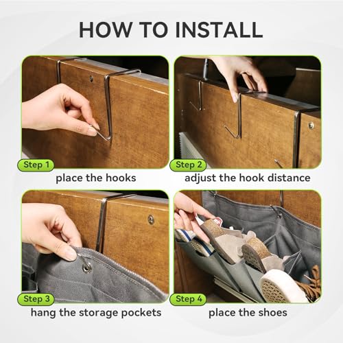 RVMATE RV Shoe Storage Organizer - Hanging Bedside Pockets for Shoes, Boots, and Accessories - Grey, 10 Pockets