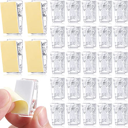30 Pieces Self-Adhesive Clips Wall Tapestry Clips Sticky Plastic Photo Small Hanging Spring for Poster Photo Wall Teacher Student Home Applications(Clear) - color: Clear