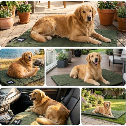 ONETIGRIS Large Dog Bed Washable Matteress Anti Slip Cushion for Pets Sleeping, 3.6ft by 2.2ft Water-Resistant Pet Bed for Indoor Outdoor(Green,L) - size: Large