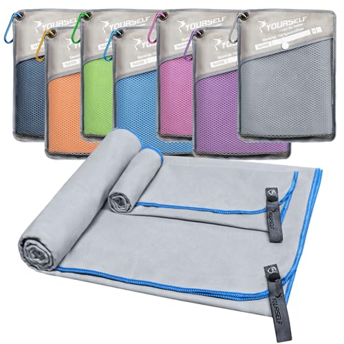 Generic Quick Dry 2 Pack, Super Absorbent, Fast Drying Microfiber Travel Towel, Ultra Soft Compact Gym Towel for Swimming Beach Hiking Yoga Travel Sports Backpack (L:60"x30"+12"x24") - color: Grey, size: L:60"x30"+12"x24"