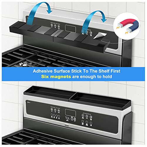 30" Magnetic Stove Top Shelf Spice Rack,2 Pack 15" kitchen Seasoning Organizers Storage Gadgets Spice Rack Over The Stove Shelf Metal (Black-2 Pack 15") - color: Black-2 Pack 15"