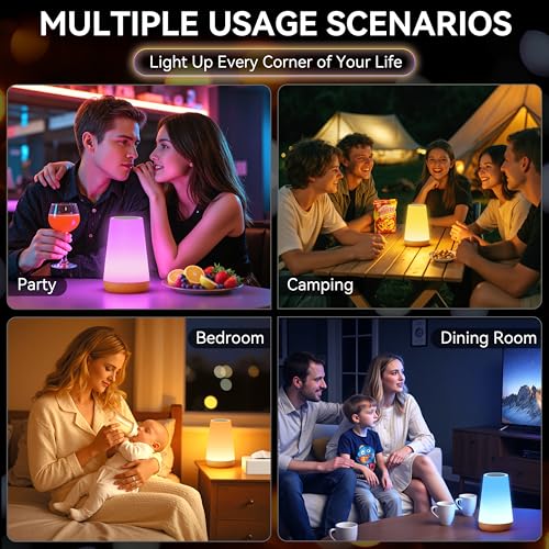 Auxmir Rechargeable LED Night Light, Touch & Remote Control Bedside Lamp with 13 Colors, 5 Brightness Levels, Portable Table Lamp for Kids Baby Nursery, Bedroom, Bathroom, Camping, Light Brown - color: Light Brown