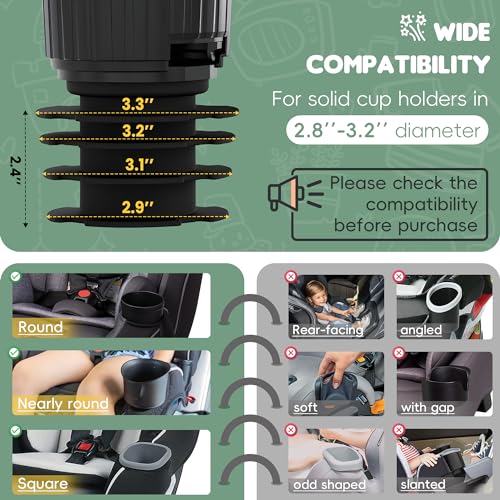 Upgraded Car Seat Tray for Kids Car Seat Tray with Expandable Base for Snacks, Toys, Books, Entertainment Kids Travel Essentials Fits 2.8''-3.2'' Cup Holders (1, Standard Base) - size: Standard Base