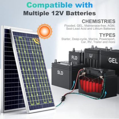 SUNER POWER 12V 30W Solar Battery Charger Maintainer, Built-in UltraSmart MPPT Controller, Adjustable Mount Bracket, Waterproof 30 Watt Solar Panel Kit for 12 Volt SLA Deey Cycle AGM Lifepo4 Battery - size: Bc-30w-p Pro