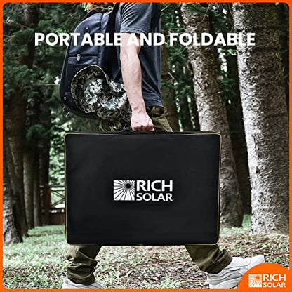 RICH SOLAR 100W Briefcase Solar Charging Kit Portable Solar Panel with 20A Charger Controller Built-in Robust Kickstand (100W+10A Controller)