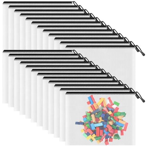 Smarpau A5 Mesh Zipper Pouch, 24 Pack 9.5" x 7.1" Plastic Zipper Pouches for Organizing, Multipurpose Waterproof Zip Bags for Travel Office Home Storage, Black - color: Black, size: A5-9.5x7.1in-24pcs