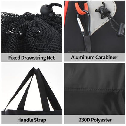 Travel Laundry Bags, 2Pcs JHX Foldable Dirty Clothes Bag 【Upgraded】 with Fixed Drawstring Net, Handles and Carabiner, Portable Laundry Bags for Travel and Fitness (Black+Grey) 30"H x 21"W - color: Black+Grey