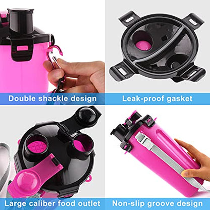 Guardians Dog Travel Water Bottle Collapsible Bowls, 2 in 1 Pet Food Container with Collapse Bowls, Outdoor Portable Water Bowls for Walking, Traveling, Camping and Hiking (Pink) - color: Pink