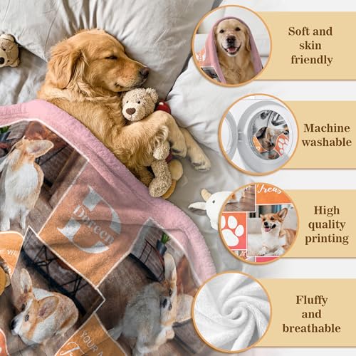 Custom Dog Blanket with Photos, Pet Loss Sympathy Gift for Dogs Lovers, Personalized Dogs Memorial Blanket with Pictures & Name, Customized Dog/Cat Passing Away Bereavement Remembrance Gifts - color: Design9