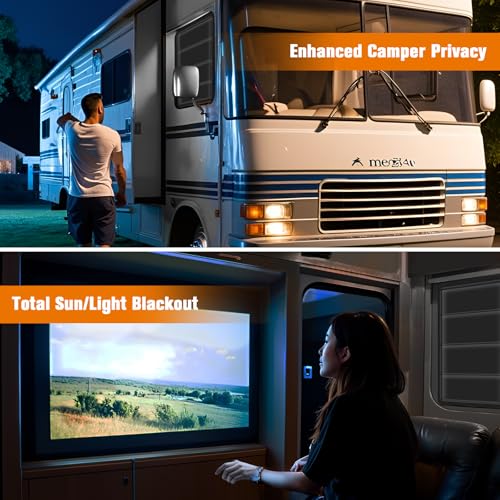 Hook&Loop RV Window Shade Cover 16x25 Inches - Foldable Blackout for Door, Windshield & Side Windows UV Protection, Privacy & Heat Blocking No Tool Installation, Essential Camper Accessories - size: Hook&Loop