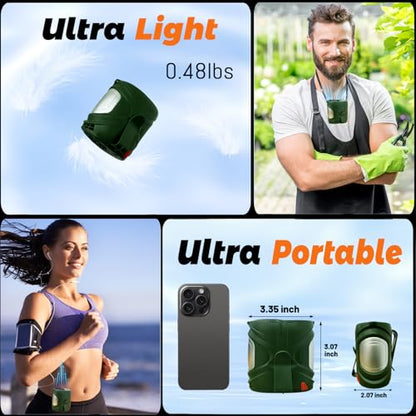 2026 AI Portable Waist Fan, Personal Fan Rechargeable With 6-Speed 16000RPM Strong Airflow, 40H Runtime Wearable Belt Cooler, Hands-Free Shirt/Belt/Neck Fan for Camping, Jobsite, Outdoor (Dark Green) - color: Dark Green