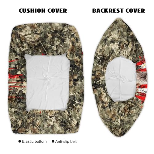 Deer Camo American Flag Pattern 2 Pcs RV Dinette Cushion Covers Washable Camper Cushion Slipcover Thickened Camper Seat Covers Dinette Booth Sofa Slipover for Travel Trailer Couch - color: Deer Camo American Flag