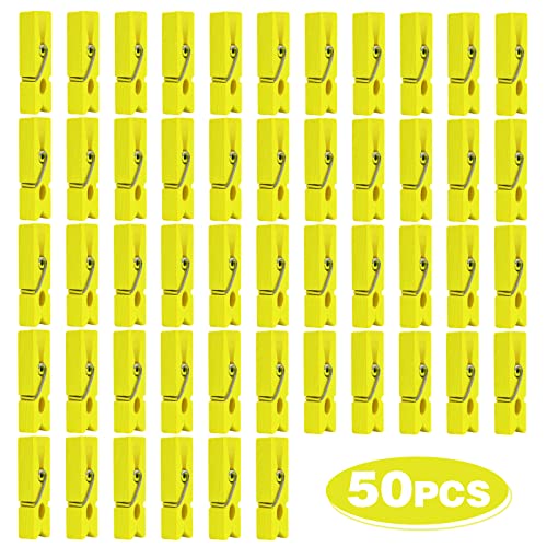 Jdesun 50pcs Photo Wood Clips Natural Wooden Mini Clothespins Paper Peg Pins Clips Laundry Pins for Hanging Clothing Pictures Home Storage Art Craft Display, Yellow - color: Yellow(wood)