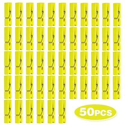 Jdesun 50pcs Photo Wood Clips Natural Wooden Mini Clothespins Paper Peg Pins Clips Laundry Pins for Hanging Clothing Pictures Home Storage Art Craft Display, Yellow - color: Yellow(wood)