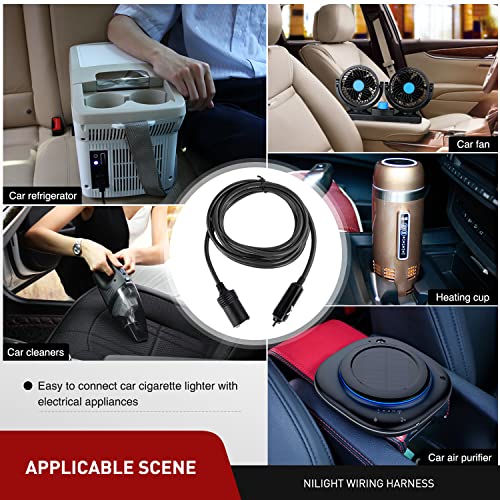 Nilight NI-WA-01C Cigarette Lighter Extension Cord Cable Heavy Duty 14ft 12V/24V Car Charger with Cigarette Lighter Socket (Pack of 2) - color: 4,3 m Zigarettenanzünder schwarz
