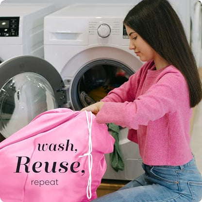 Nylon XL Laundry Bag - Locking Drawstring Closure and Machine Washable. These Large Bags will Fit a Laundry Basket or Hamper and Strong Enough to Carry up to Three Loads of Clothes (Pink 22" x 32") - color: Pink, size: 22" x 32"