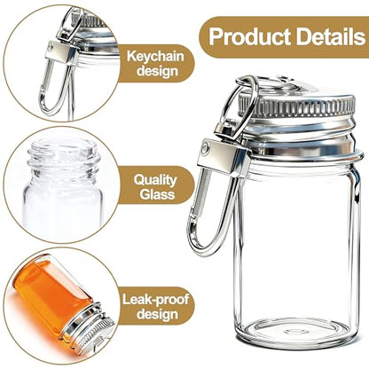 36 Pack 10ml Mini Glass Bottles with Aluminum Lids and Keychains, Tiny Wishing Jars for DIY Crafts, Wedding Favors, Home Decoration & Travel Gifts - size: 10ml-36Pcs