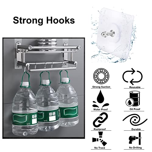 AIERSA 13 Pack Wall Hooks for Hanging,Screw Free Sticker for Mount Wall Shelf, 2 in 1 Reusable Adhesive Hooks Heavy Duty, Waterproof Rustproof and Oilproof for Kitchen, Bathroom, Home, Office(16mm) - color: 13 packs
