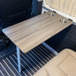 Folding RV Dinette Table with 2 Cup Holders - Space-Saving Wall-Mounted Design for Campervans, Motorhomes, Small Apartments & Kitchens - Gray with White Steel Brackets