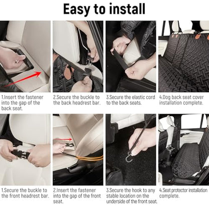 YJGF Dog Car Seat Cover for Back Seat,Back Seat Pet Cover for Dogs,Waterproof Scratchproof Rear Bench Seat Cover Protector (Black, L) - size: L