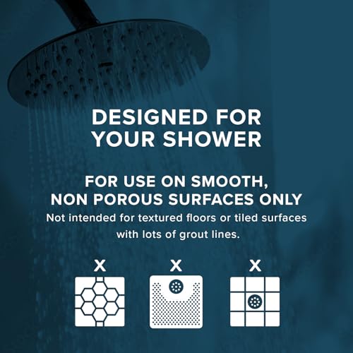 SlipX Solutions Square Natural Rubber Shower Stall Mat, 21” x 21”, Mildew Resistant, Non Slip Safety, Antimicrobial Product Protection, 140 Power Grip Suction Cups, Center Drain Hole, White - color: White