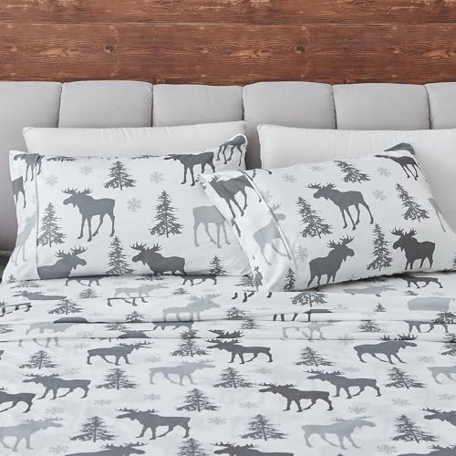 Great Bay Home Twin Size Microfiber Sheet Set - 3-Piece Lodge Bed Sheets - Ultra-Soft and Smooth Brushed Microfiber Woodland Decor Bedding (Moose) - color: 08 - Moose, size: Twin