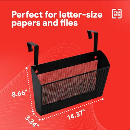 Staples TRU RED Mesh Letter Wall File, 1 - Pocket, Black - Wall - Mounted File Organizer for Mail, Documents and Quick - Access Storage - style: 1 Pack
