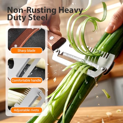 Premium Vegetable Peeler with Wooden Handle and Bottle Opener, 2026 Upgrade Multifunctional Vegetable Peeler for Kitchen, Multi-Functional Kitchen Gadgets Tool for Fruit Vegetables Potato (2)
