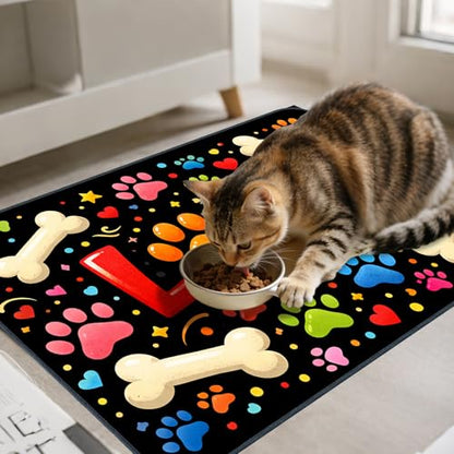 Nuxovilar Pet Food Mat Dog Supplies Vibrant Love-Themed Polyester (23.62×17.71 inches) Bowl Water Spill Pad Feeding Gear for Kitchen, Pet Station, Dining Area - color: TT17786