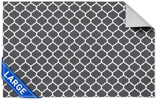 Cooyes Large Dog Food Mat 16"×24", Ultra-Absorbent Dog Bowl Mat for Food and Water, Pet Feeding Mat with Non-Slip Back, Cat Placemats with Water-Locking Bottom That Protects Floors - color: Gray, size: 16" x 24"