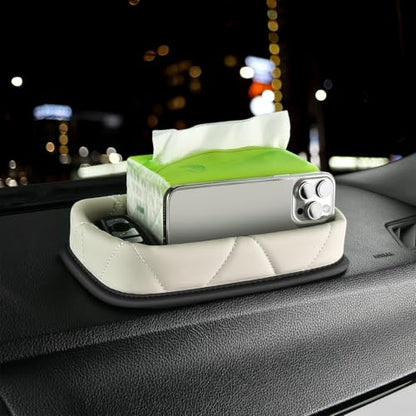 Car Dashboard Storage Box Loose Items Organizer - Suitable For Car, Office, Living Room, Dining Room And Other Scenarios (off-white) - color: off-white