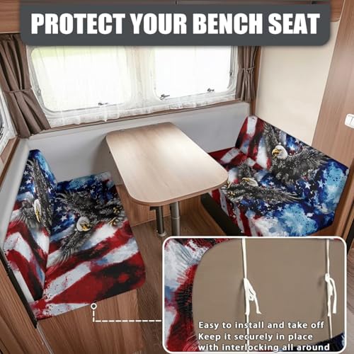 SEANATIVE RV Sofa Split Seat Cover 2-Piece Eagle American Flag Dinette Cushion Covers Replacement Camper Couch Cover Sofa Seat Cushion Slipcovers Dust Proof Bench Slip Cover Rectangle - color: Eagle American Flag