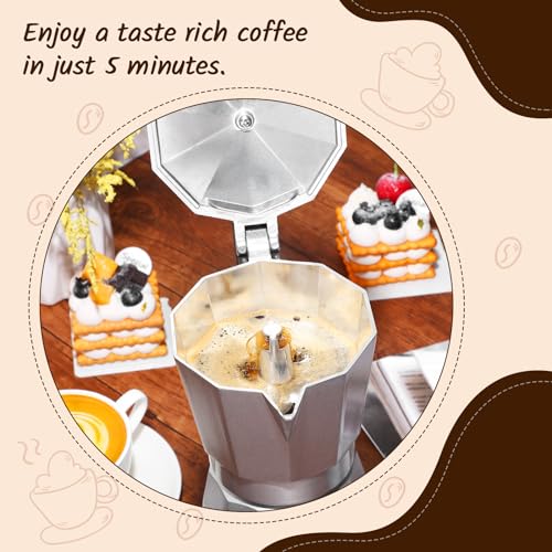Coffee Pot 6 Cup Electric Espresso Coffee Maker Italian Moka Maker 300ml Portable Aluminum Espresso Machine Cafetera Moka Pot with Detachable Base, Gift for Home Travel (Silver) - color: Silver