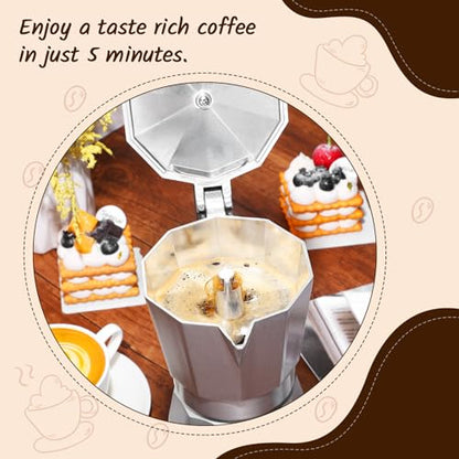 Coffee Pot 6 Cup Electric Espresso Coffee Maker Italian Moka Maker 300ml Portable Aluminum Espresso Machine Cafetera Moka Pot with Detachable Base, Gift for Home Travel (Silver) - color: Silver