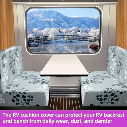 TOPCHANCES RV Dinette Cushion Covers,Stretch Camper Cushions Cover Replacement Bench Cushion Cover Washable Loveseat Slipcovers for Travel Trailer Couch (Pattern 15) - color: Pattern 15