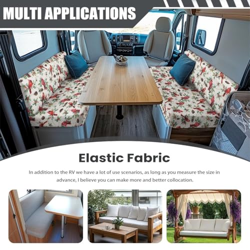 SEANATIVE Cardinal Birds RV Sofa Split Seat Cover 2-Piece Set Dinette Cushion Covers Replacement Camper Couch Cover Sofa Seat Cushion Slipcovers Dust Proof Bench Slip Cover Rectangle - color: Cardinal Birds