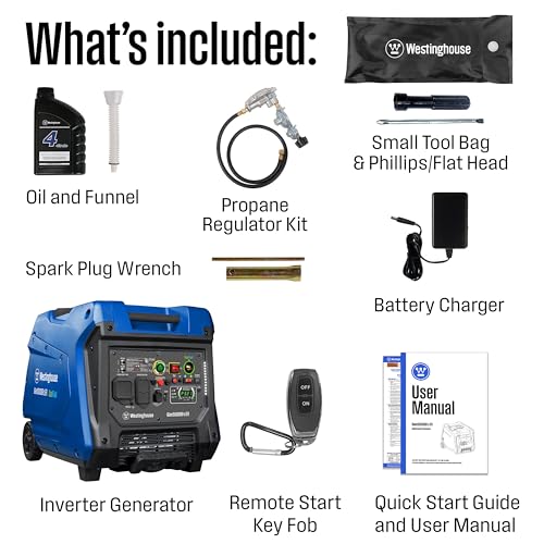 Westinghouse 5000 Peak Watt Super Quiet Dual Fuel Portable Inverter EFI Generator, Remote Electric Start, Gas & Propane Powered, RV Ready, CO Sensor, Parallel Capable, CARB Compliant - style: 5000 Watts - Dual Fuel EFI - Remote Start - CO Sensor