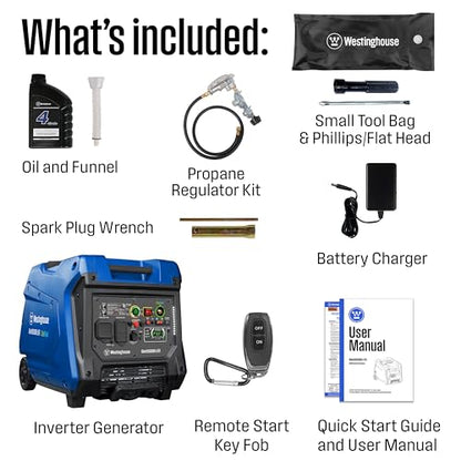 Westinghouse 5000 Peak Watt Super Quiet Dual Fuel Portable Inverter EFI Generator, Remote Electric Start, Gas & Propane Powered, RV Ready, CO Sensor, Parallel Capable, CARB Compliant - style: 5000 Watts - Dual Fuel EFI - Remote Start - CO Sensor
