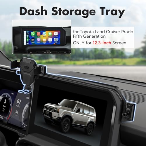 FIILINES Phone Holder for Toyota Land Cruiser 2024-2025 (Fit 12.3" Touch Screen), Phone Mount with Dash Organizer for Land Cruiser Accessories, 360 Degree Rotation Dash Mount Cell-Phone Holder - size: For Cruiser Prado LC250 2024-2025