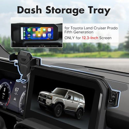 FIILINES Phone Holder for Toyota Land Cruiser 2024-2025 (Fit 12.3" Touch Screen), Phone Mount with Dash Organizer for Land Cruiser Accessories, 360 Degree Rotation Dash Mount Cell-Phone Holder - size: For Cruiser Prado LC250 2024-2025